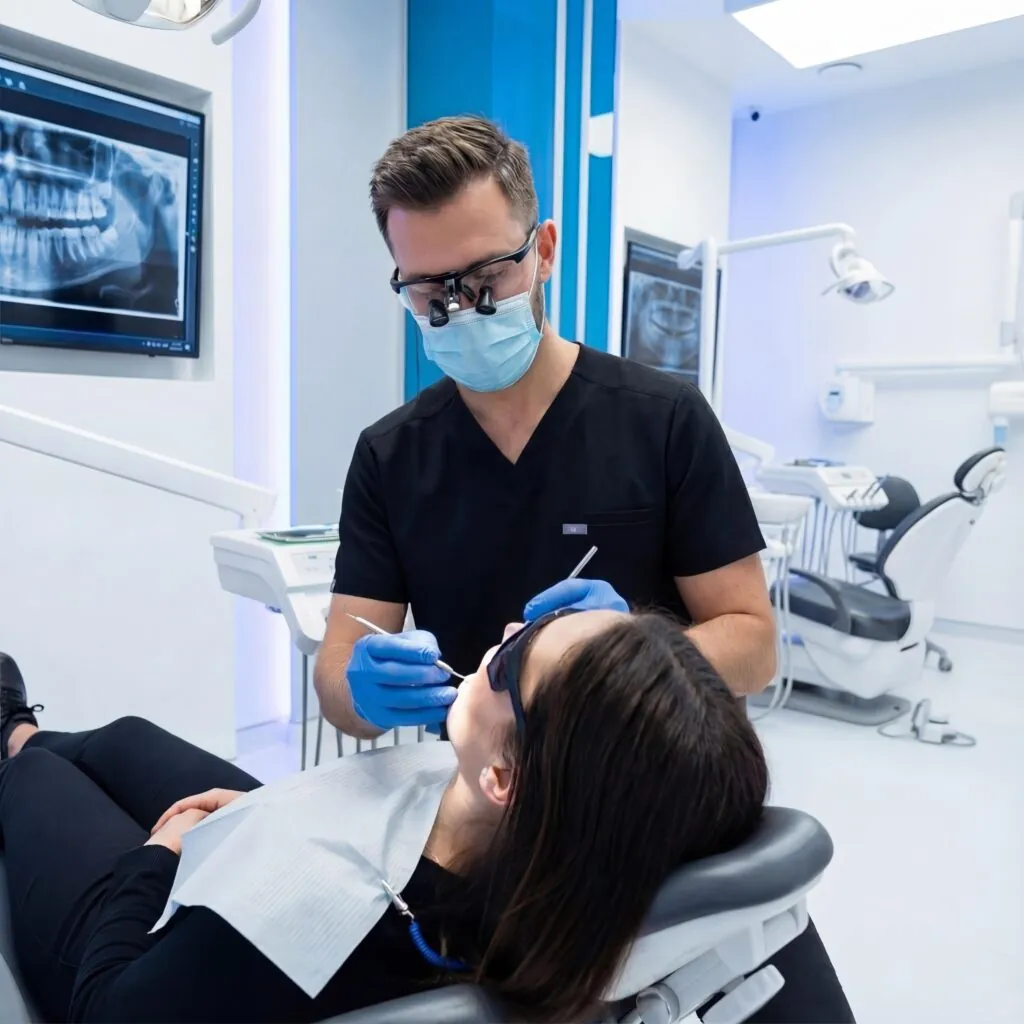 Dentist treating a patient